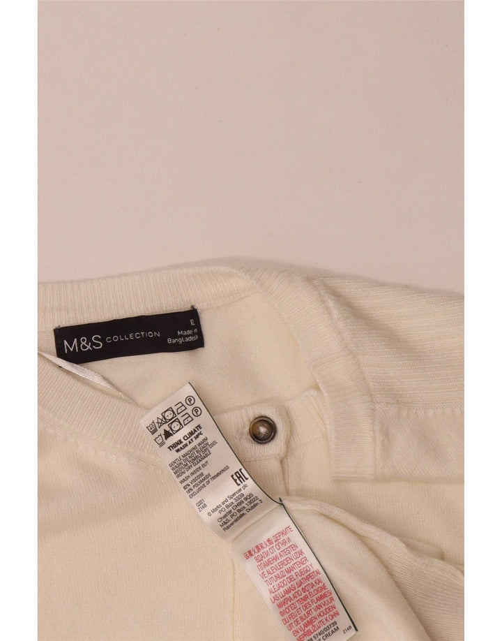 Marks & Spencer Γυναικείο πουλόβερ ζακέτα UK 12 Μεσαίο σε λευκό βισκόζη