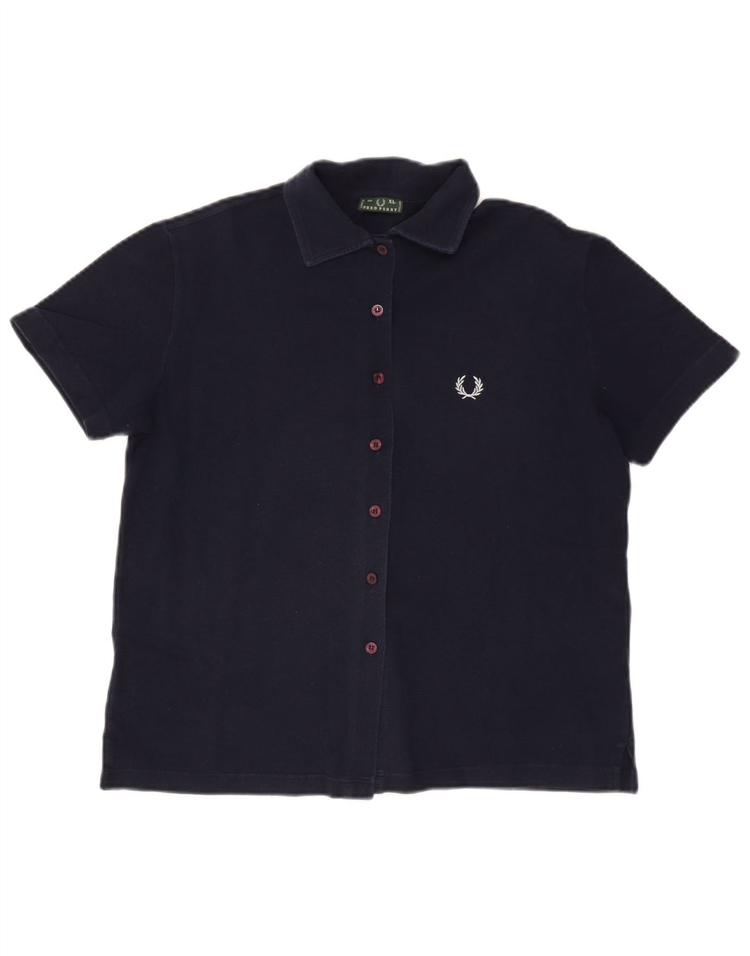 FRED PERRY Γυναικείο κοντομάνικο πουκάμισο UK 18 XL Navy Blue βαμβακερό