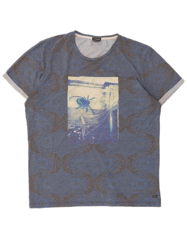 Jack & Jones Ανδρικό γραφικό T-Shirt Top 2XL Μπλε γεωμετρικό πολυεστέρα