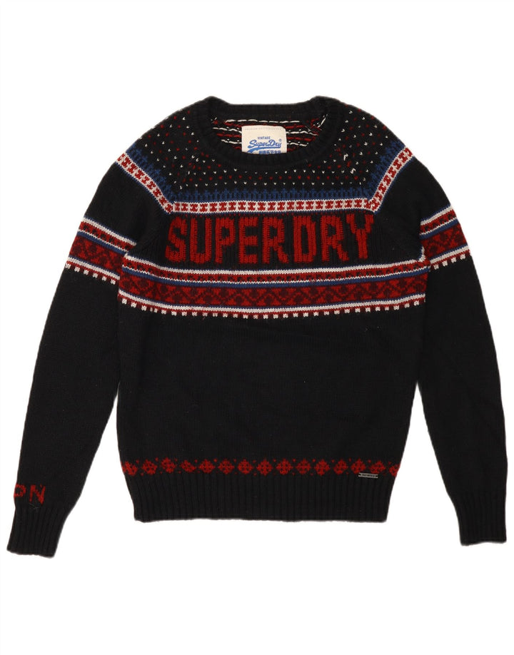 Superdry Ανδρικό πουλόβερ γραφικών Boat Neck Jumper Medium Black Fair Isle
