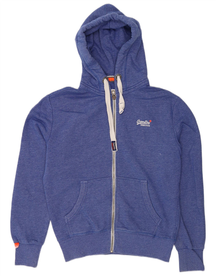 Ανδρικό πουλόβερ με κουκούλα με φερμουάρ Superdry, μεσαίο μπλε βαμβακερό