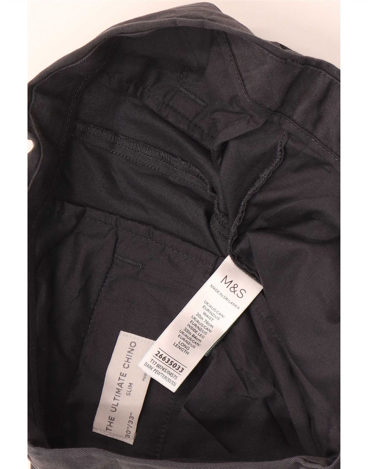 Ανδρικό παντελόνι Chino Marks & Spencer W30 L33 Γκρι βαμβακερό