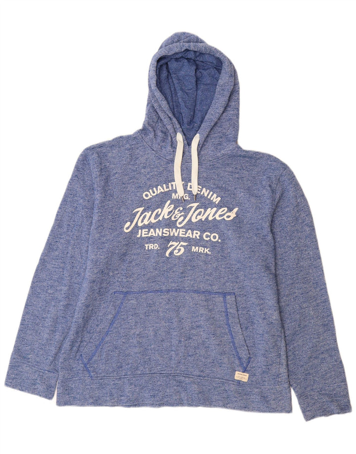 Jack & Jones Ανδρικό γραφικό κουκούλα Jumper XL Blue Flecked Polyester
