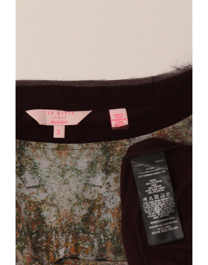 Ted Baker Γυναικείο γραφικό μπλουζάκι μεγάλου μεγέθους Κορυφαίο μέγεθος 2 Μικρό καφέ φλοράλ