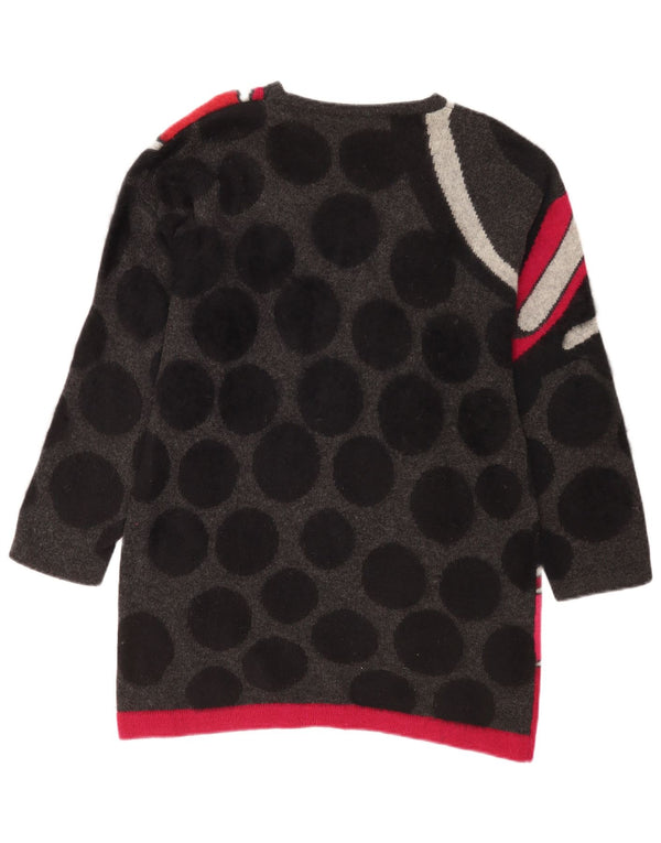 Vintage γυναικείο πουλόβερ με λαιμό σκάφος UK 16 Large Black Colourblock