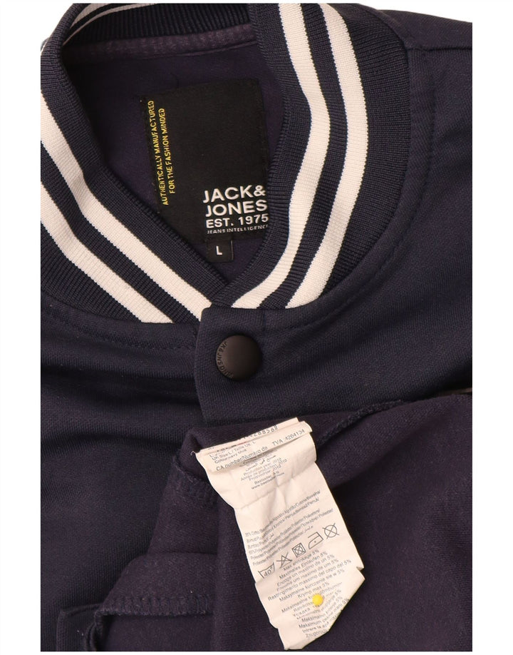 Jack & Jones Ανδρικό γραφικό μπουφάν UK 40 Large Navy Blue Colourblock