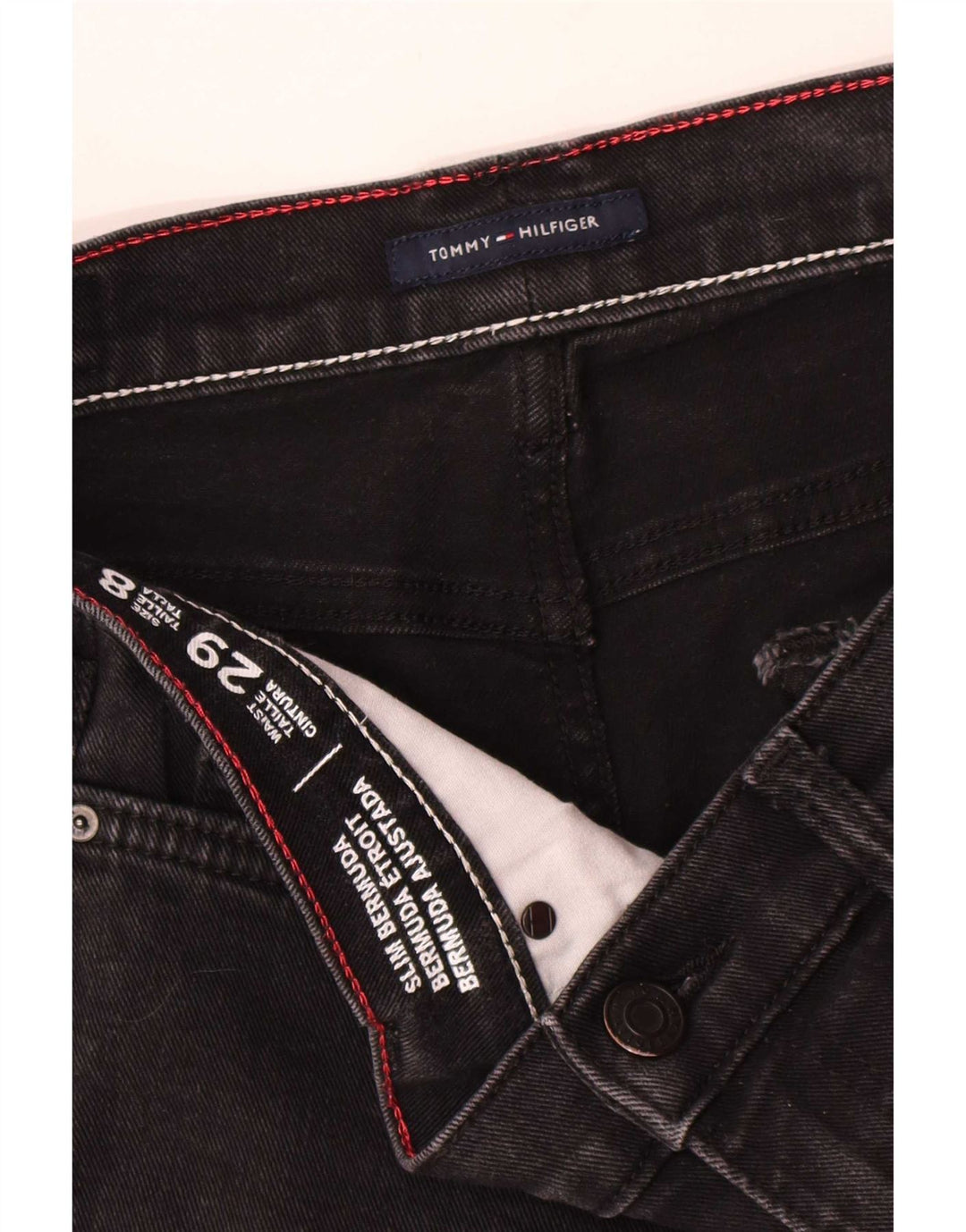 Tommy Hilfiger Γυναικείο Bermuda Slim τζιν σορτς W29 μεσαίο μαύρο βαμβακερό