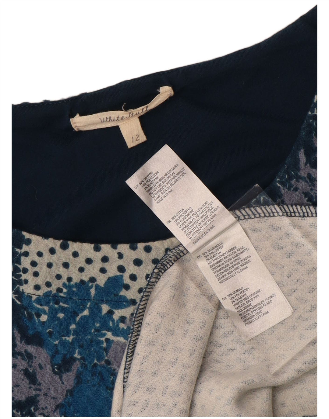 White Stuff Γυναικείο Φόρεμα 3/4 Sleeve Shift UK 12 Medium Navy Blue Floral