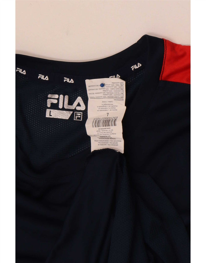 Ανδρικό T-Shirt Fila Top Large Navy Blue Colorblock Πολυεστέρας
