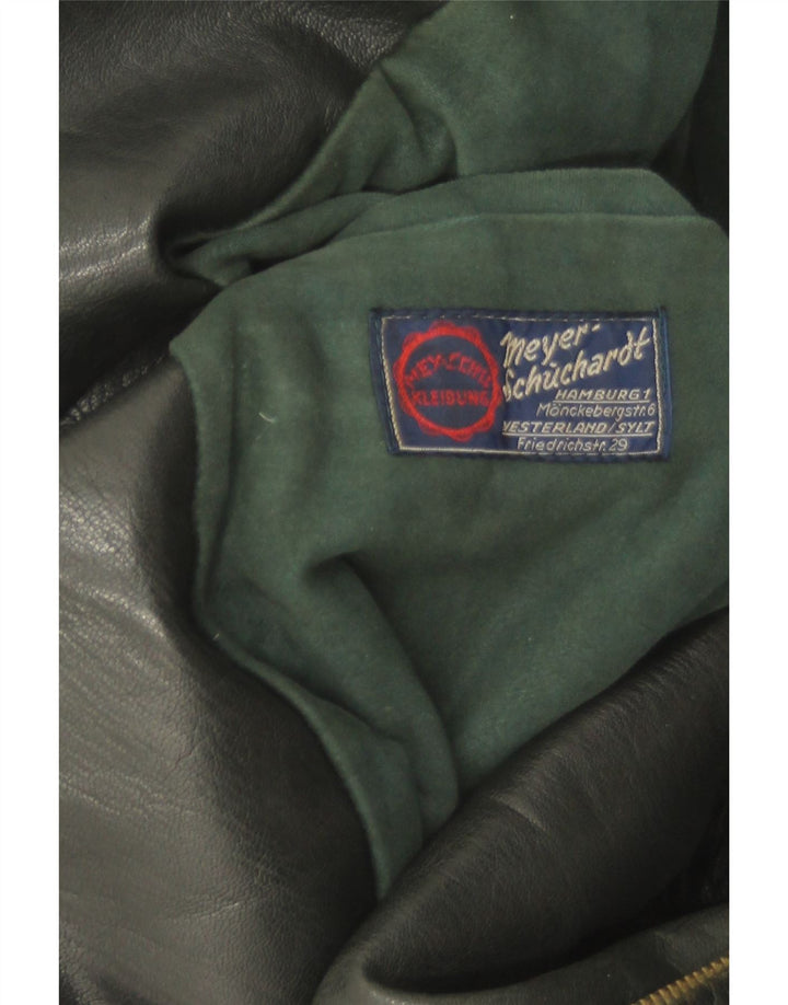 Vintage Γυναικείο Δερμάτινο Μπουφάν UK 14 Medium Μαύρο