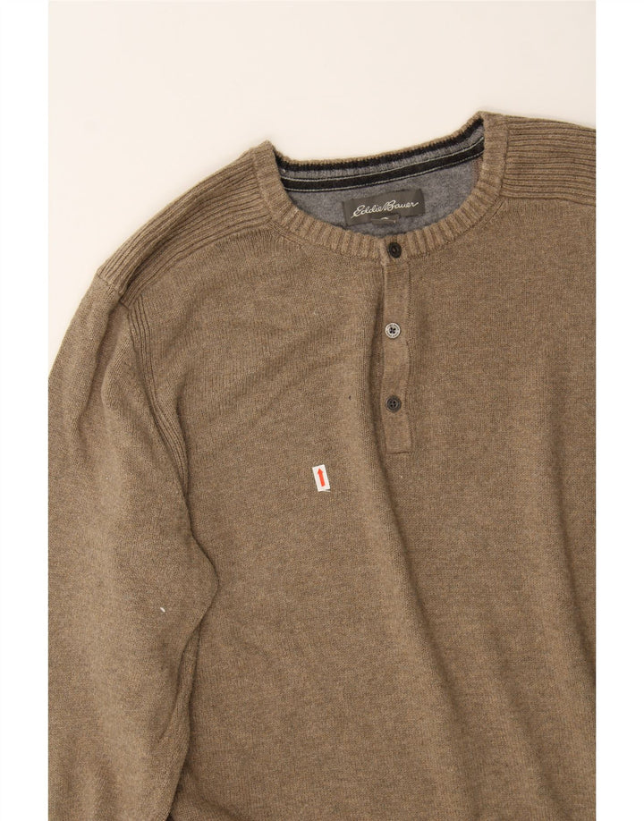 EDDIE BAUER Mens Crew Neck Jumper Sweater XL Brown Cotton Vintage Eddie Bauer and Second-Hand Eddie Bauer from Messina Hembry 
