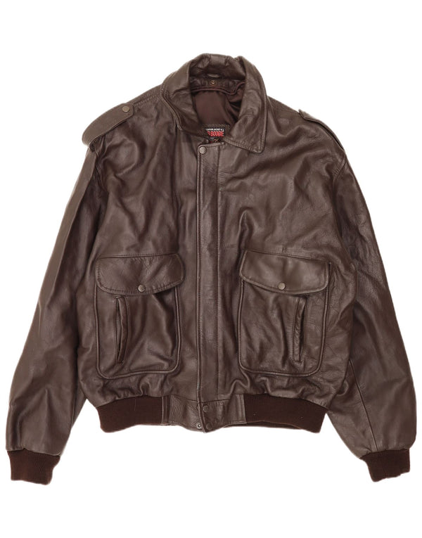 Bomb Boogie Mens Leather Flight Aviator Jacket UK 42 XL Brown