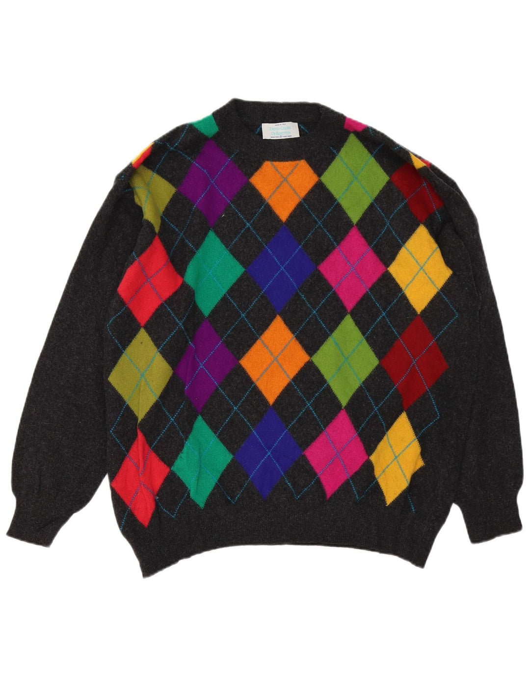 Ανδρικό πουλόβερ Benetton Crew Neck Jumper IT 50 Medium Grey Argyle/Diamond