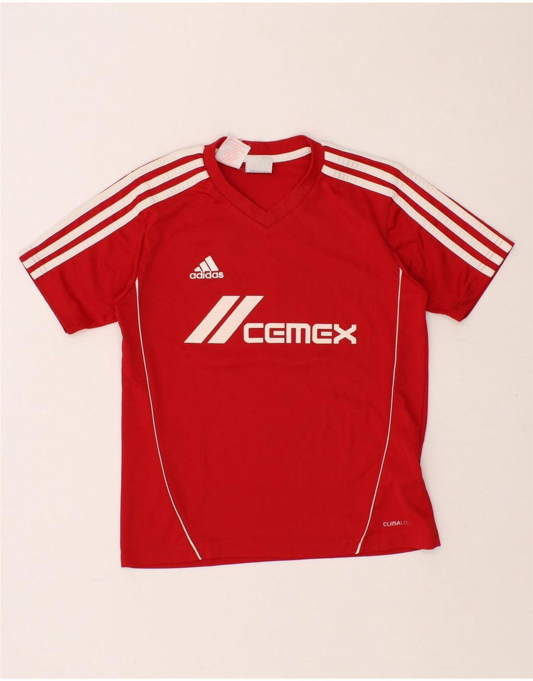 ADIDAS Boys Climalite Graphic T-Shirt Top 9-10 Years Red Polyester Vintage Adidas and Second-Hand Adidas from Messina Hembry 