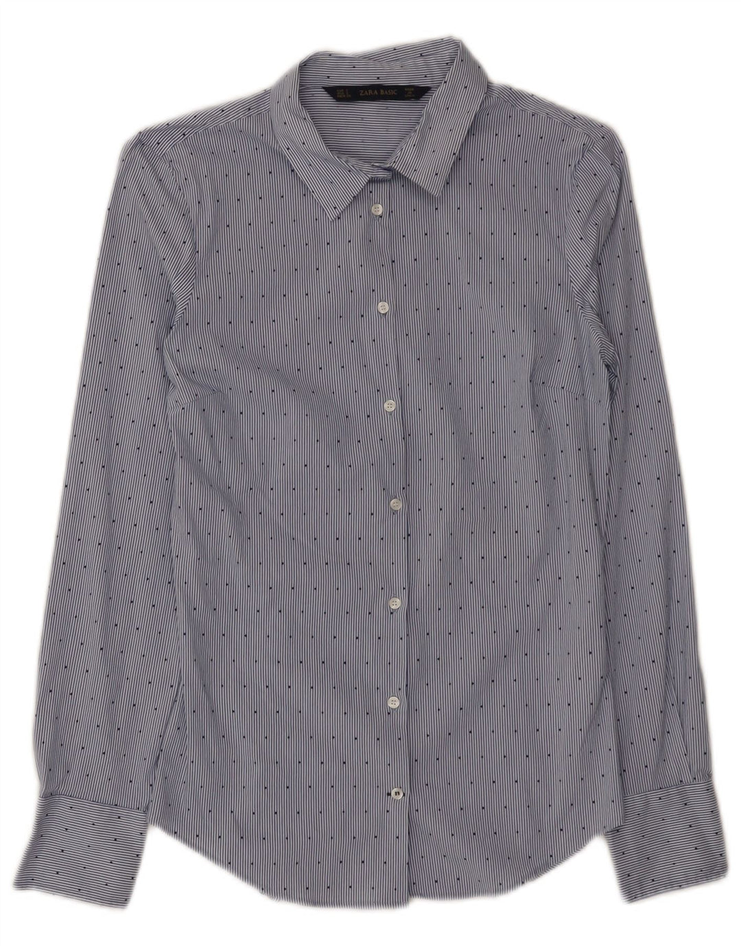 Zara Γυναικείο πουκάμισο UK 8 Small Blue Pinstripe Βαμβακερό