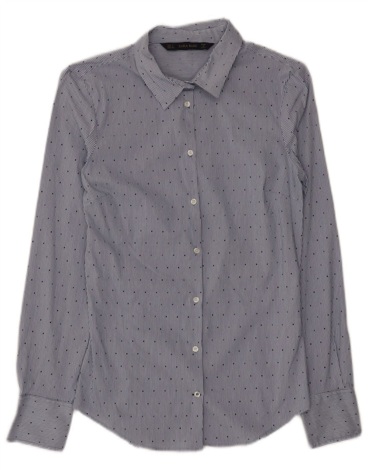 Zara Γυναικείο πουκάμισο UK 8 Small Blue Pinstripe Βαμβακερό