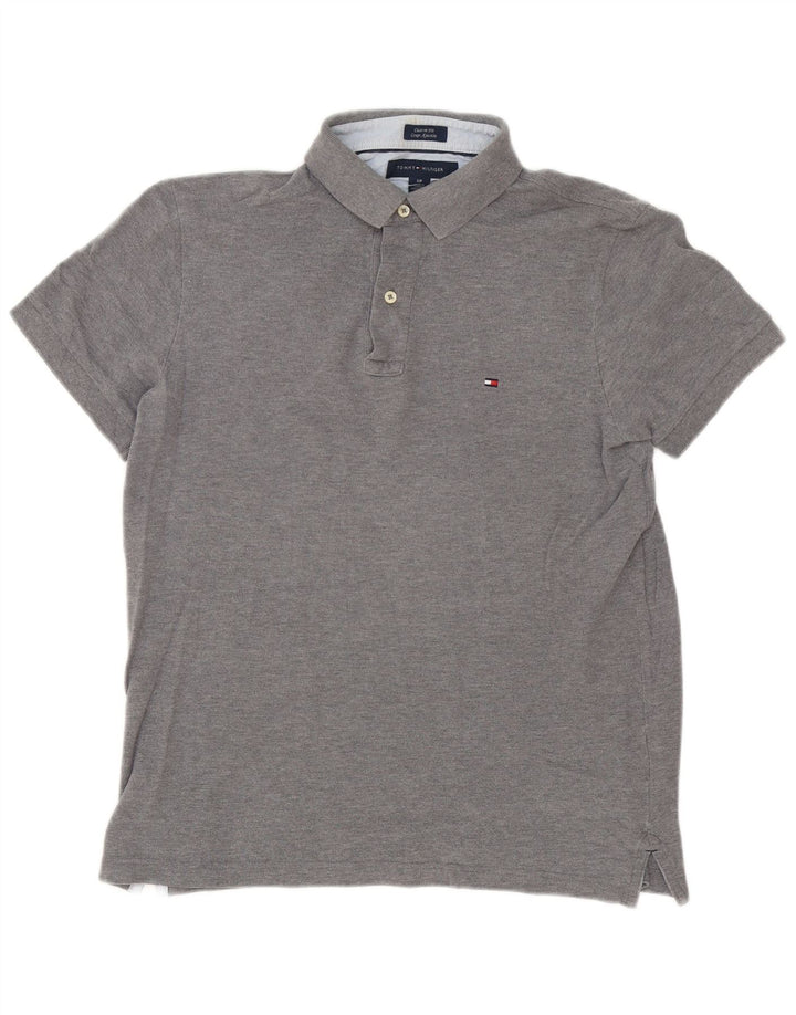 Tommy Hilfiger Ανδρικό πουκάμισο Polo Custom Fit Μικρό γκρι βαμβακερό