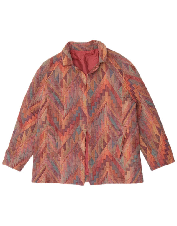 Vintage Γυναικείο Open Blazer Jacket UK 12 Medium πολύχρωμο γεωμετρικό