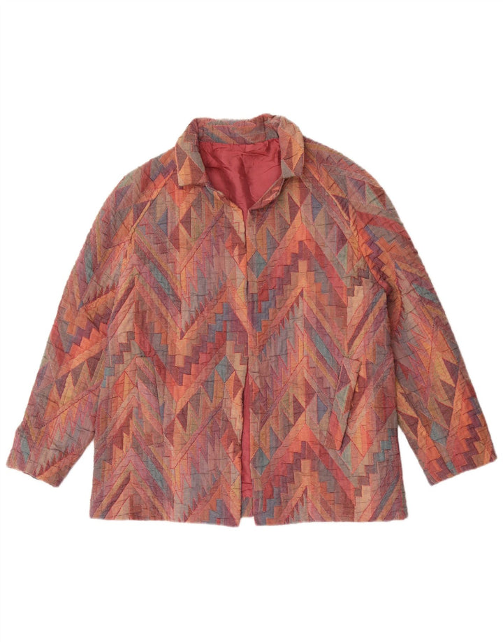 Vintage Γυναικείο Open Blazer Jacket UK 12 Medium πολύχρωμο γεωμετρικό