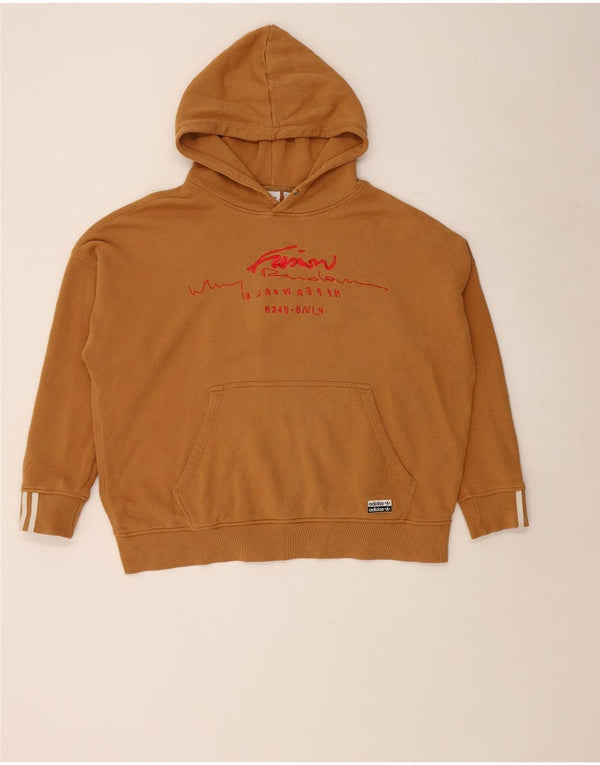 Adidas Γυναικείο γραφικό Oversized Hoodie Jumper UK 20 2XL καφέ