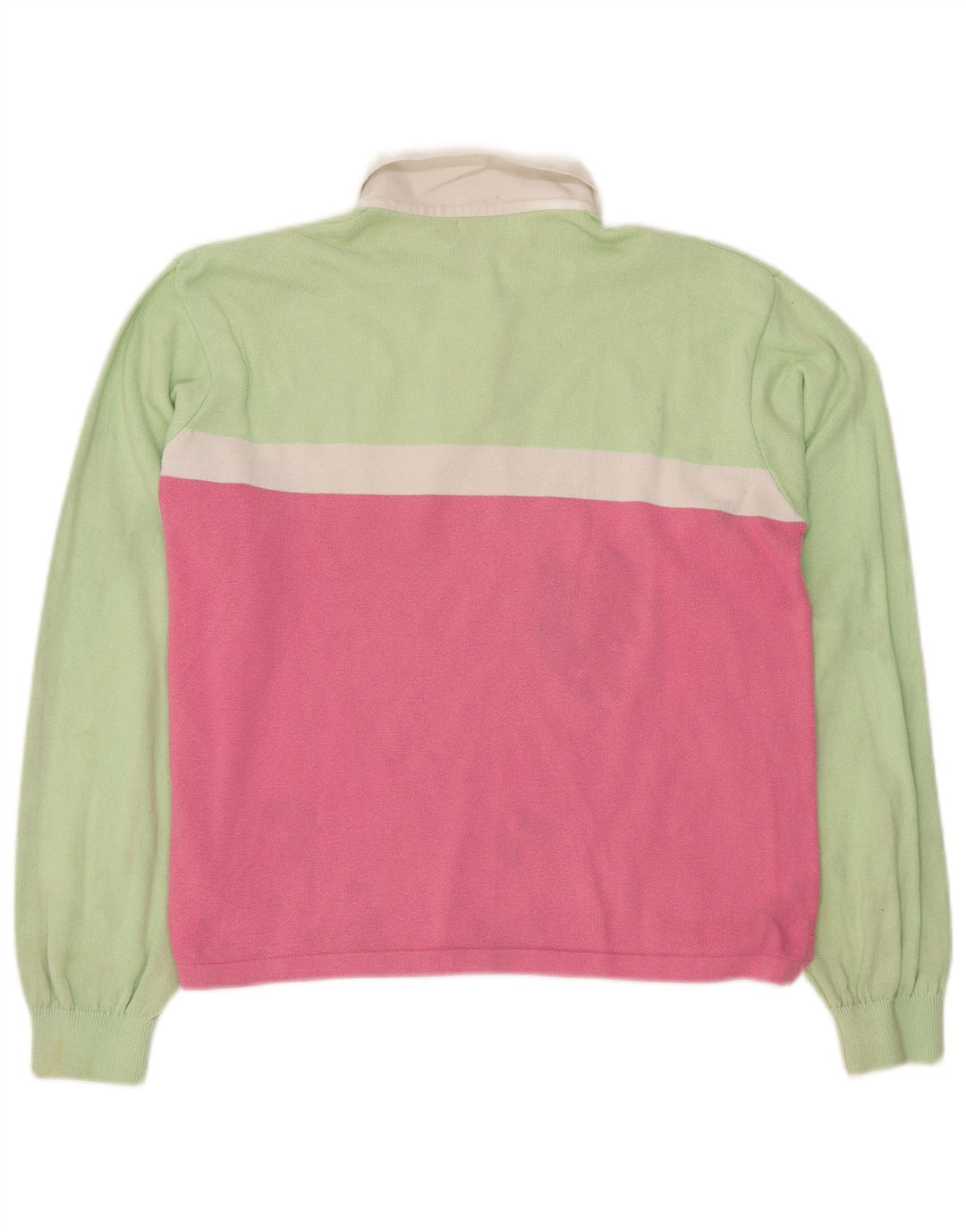 BENETTON Γυναικείο πουκάμισο πόλο UK 16 Large Green Colourblock Βαμβακερό