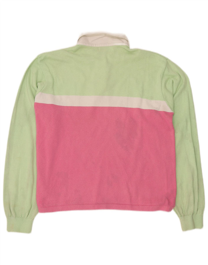 BENETTON Γυναικείο πουκάμισο πόλο UK 16 Large Green Colourblock Βαμβακερό