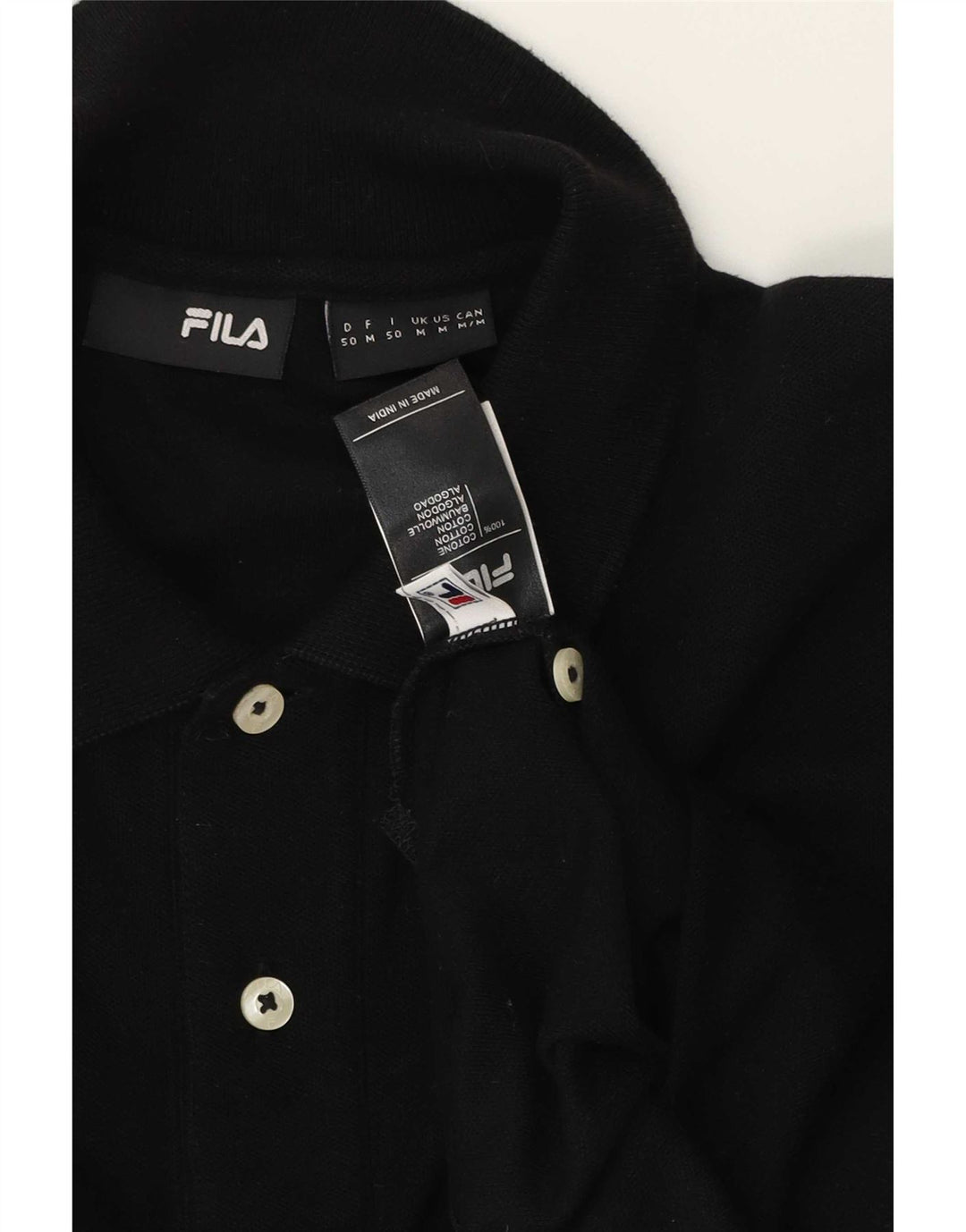 Ανδρικό πουκάμισο πόλο Fila, μεσαίο μαύρο βαμβακερό