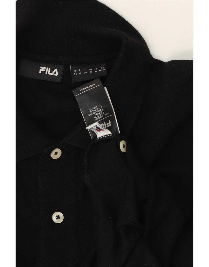 Ανδρικό πουκάμισο πόλο Fila, μεσαίο μαύρο βαμβακερό