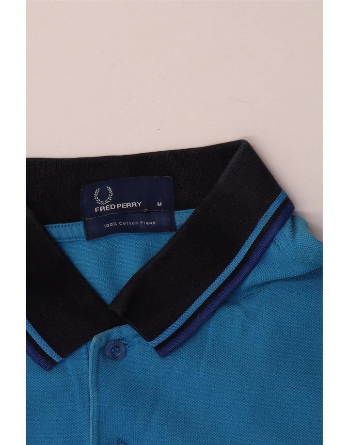 Fred Perry Ανδρικό πουκάμισο Polo από μεσαίο μπλε βαμβακερό