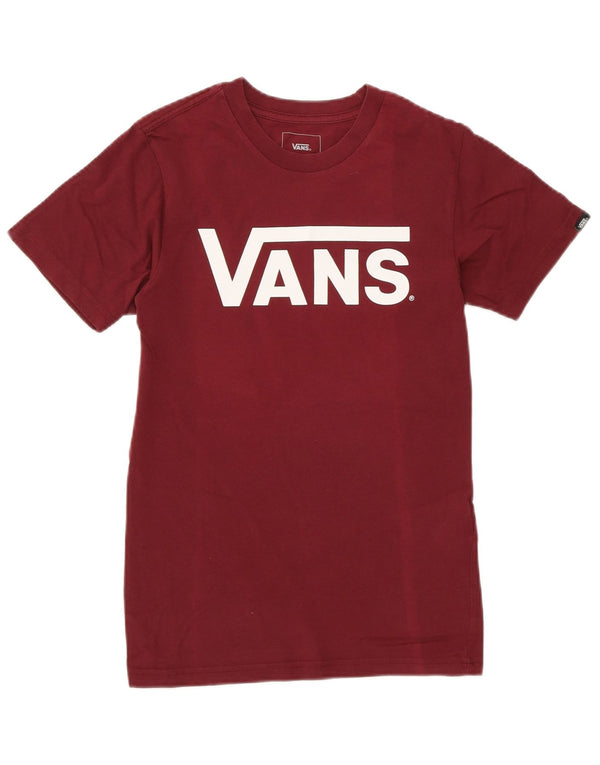 Γυναικείο VANS Κλασικό T-Shirt γραφικό τοπ βρετανικό 6 XS βαμβακερό μπορντό