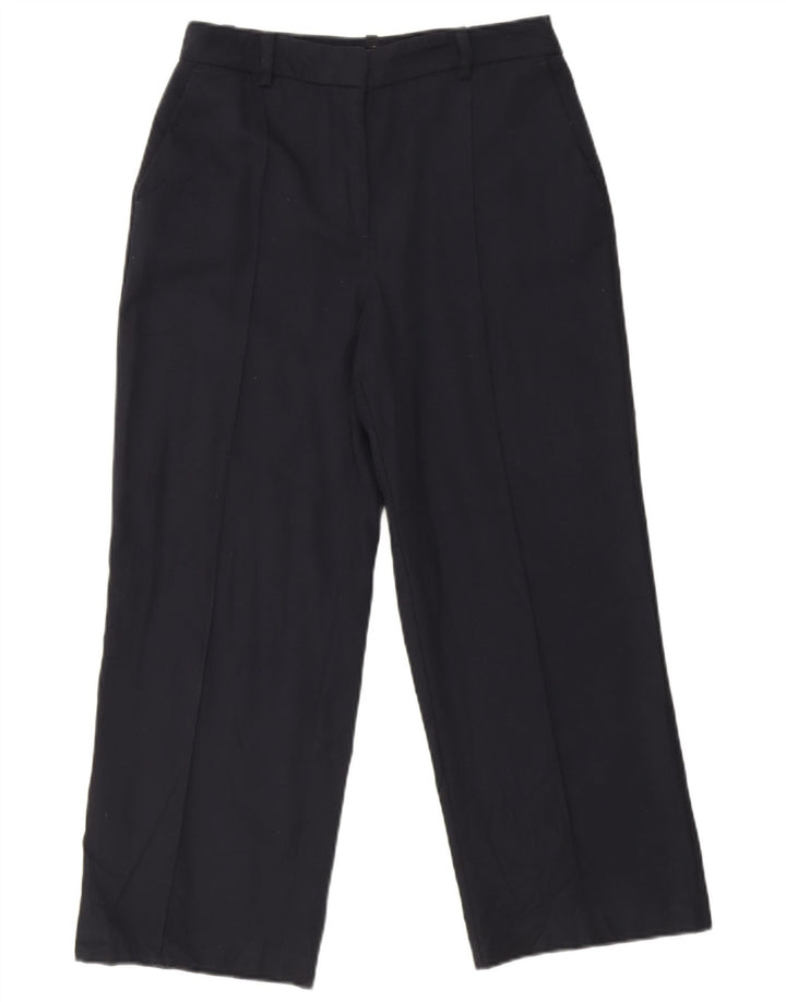 Zara Γυναικείο Straight Cropped Παντελόνι Medium W28 L25 Navy Blue Polyester