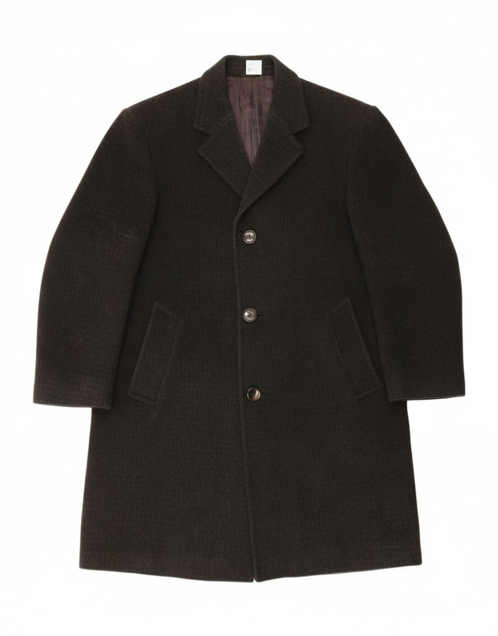 VINTAGE Mens Overcoat UK 36 Small Black