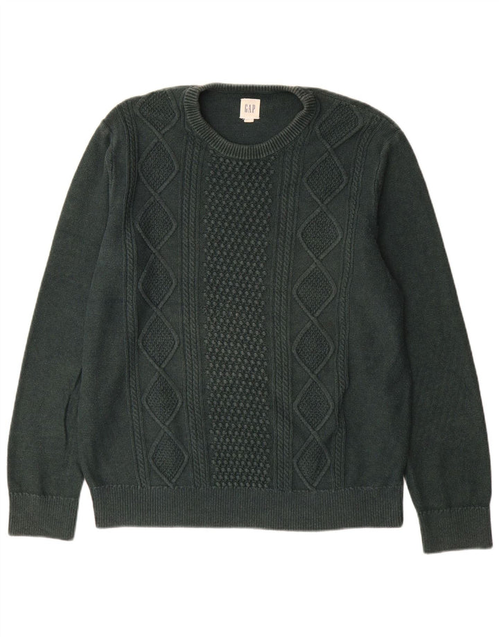 Ανδρικό πουλόβερ Gap Crew Neck Jumper Μεγάλο πράσινο βαμβακερό