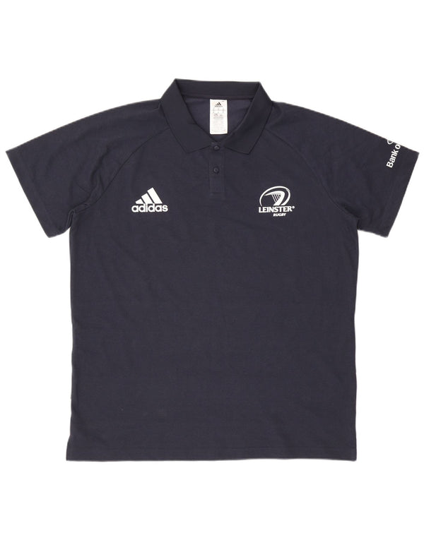 Ανδρικό μπλουζάκι πόλο ADIDAS XL Navy Blue ριγέ βαμβακερό