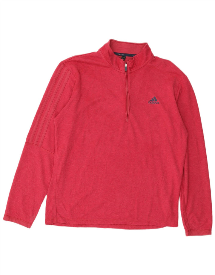 Ανδρική φόρμα πουλόβερ με φερμουάρ ADIDAS Top Μεσαίο ροζ βαμβακερό