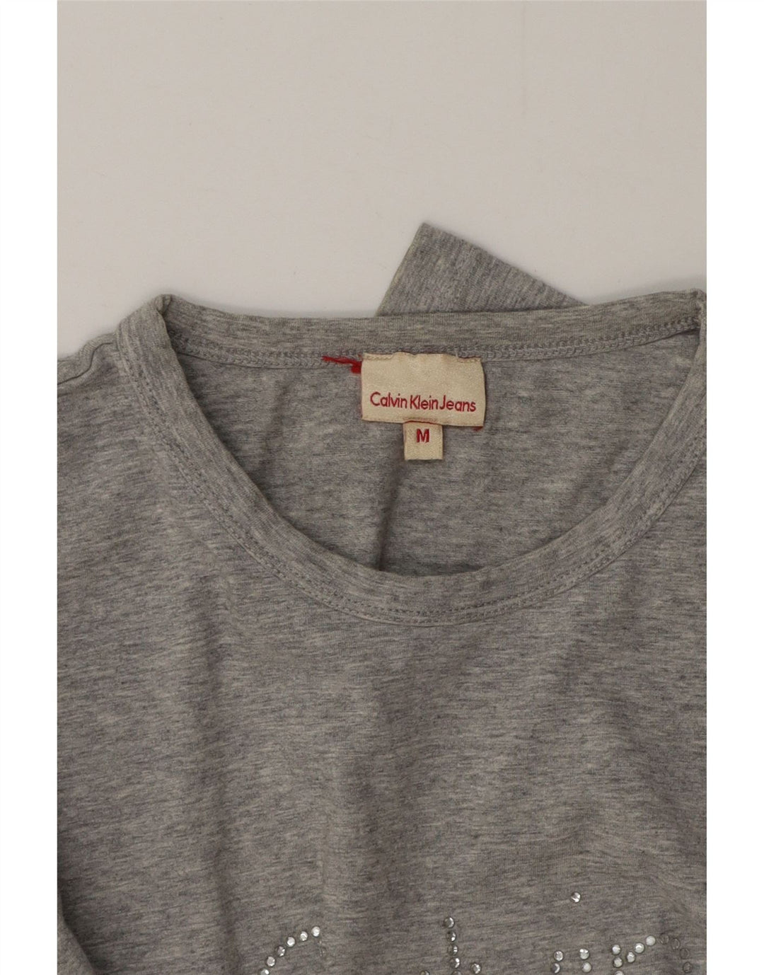 Γυναικείο τζιν Calvin Klein με γραφικό μακρυμάνικο UK 12 μεσαίου γκρι φλύκταινες