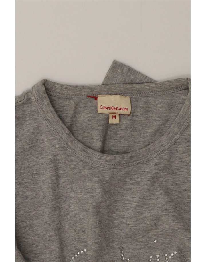 Γυναικείο τζιν Calvin Klein με γραφικό μακρυμάνικο UK 12 μεσαίου γκρι φλύκταινες