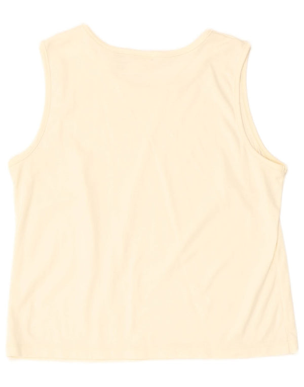 L.L.BEAN Womens Crop Vest Top UK 14 Medium Off White Cotton