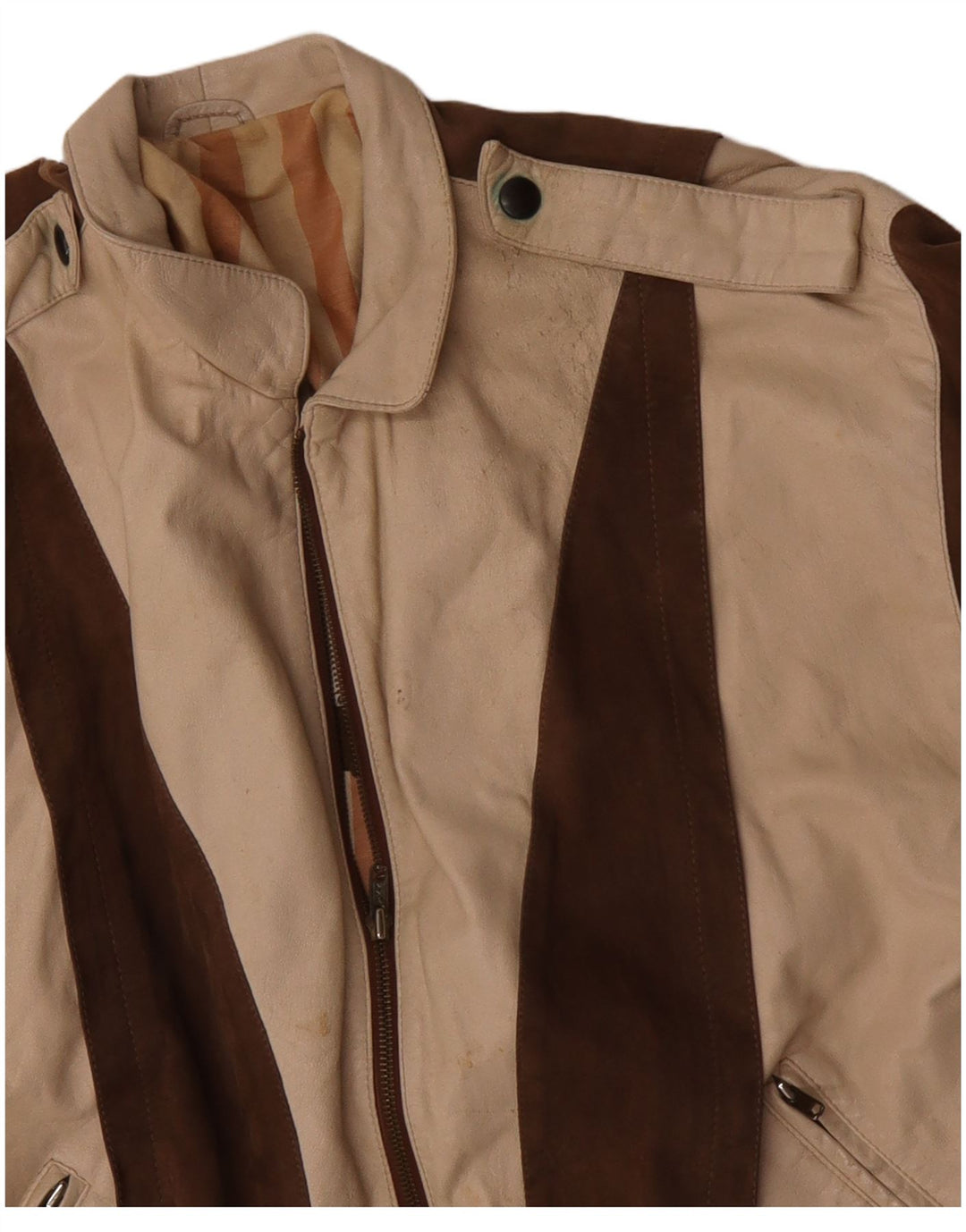 Ανδρικό δερμάτινο μπουφάν VINTAGE Military IT 50 Large Beige Colourblock