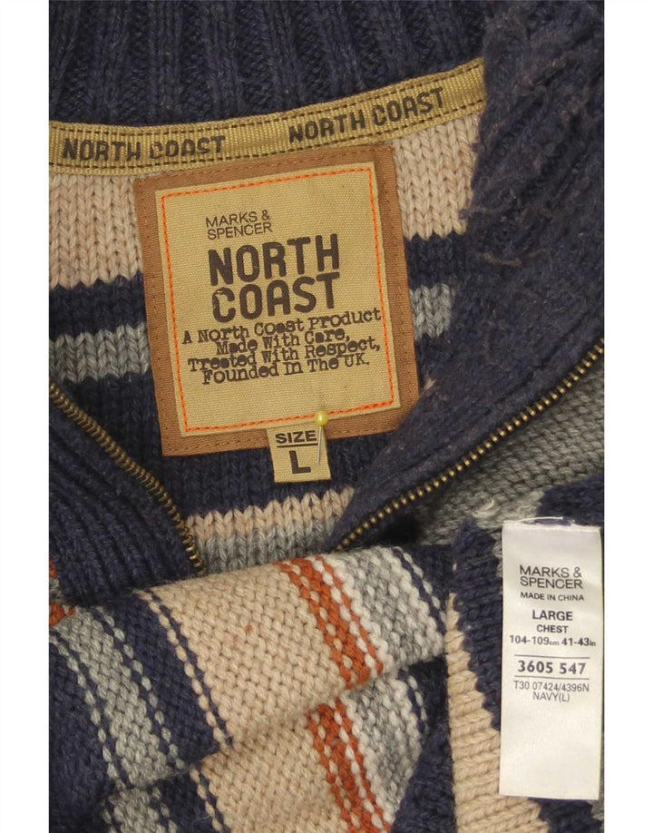 Marks & Spencer Ανδρικό πουλόβερ με φερμουάρ North Coast με λαιμόκοψη μεγάλο μπλε ναυτικό