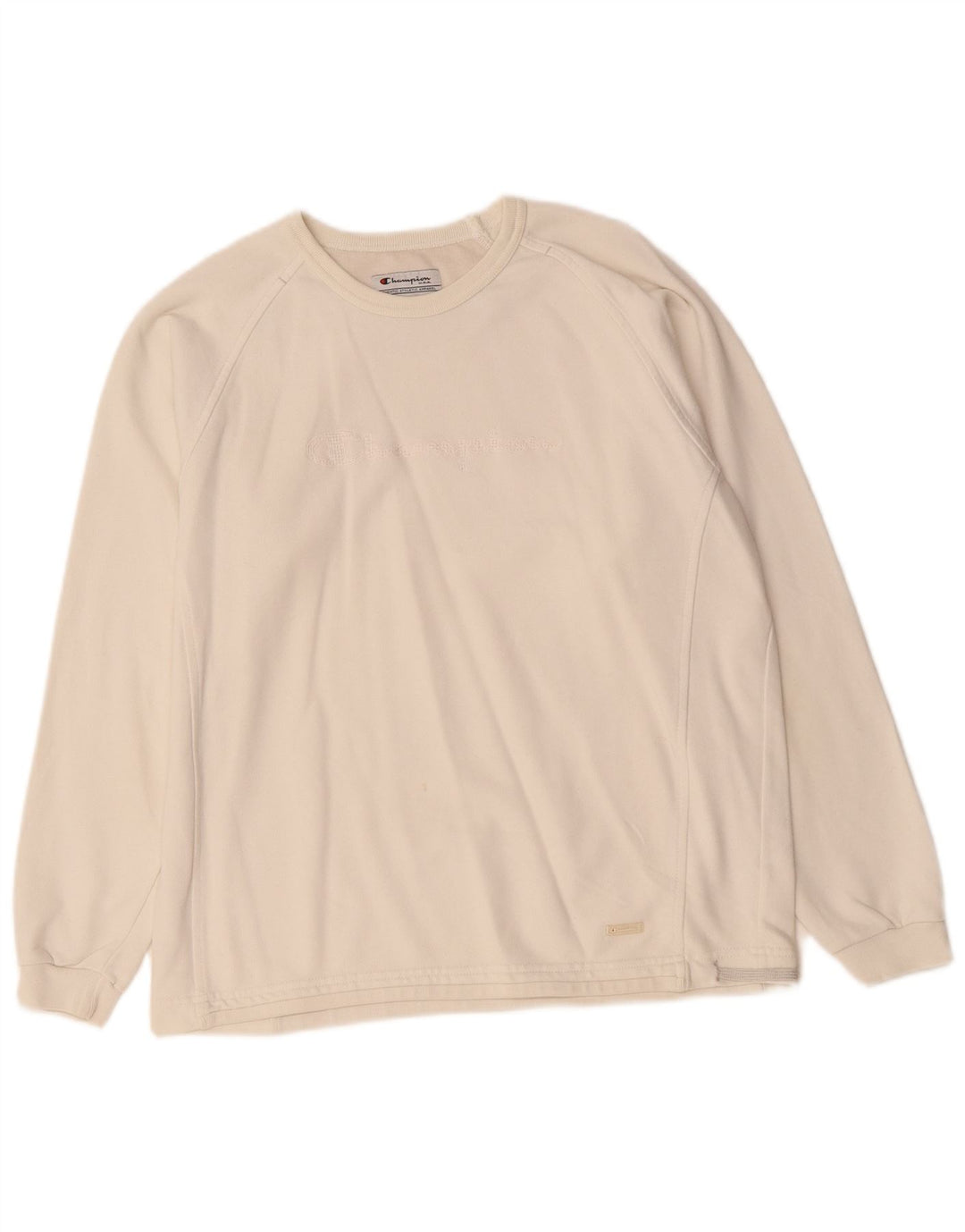 Champion Womens Graphic Oversized Φούτερ Jumper UK 10 Small Off White
