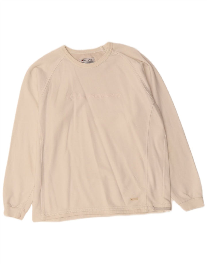 Champion Womens Graphic Oversized Φούτερ Jumper UK 10 Small Off White