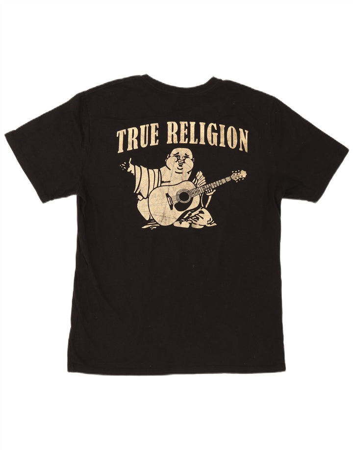 True Religion Ανδρικό γραφικό T-Shirt Top μεγάλο μαύρο βαμβακερό