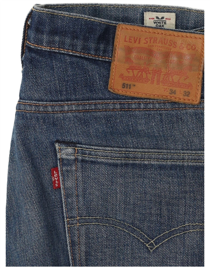 Levi's Mens 511 Slim Jeans W34 L32 Blue Cotton