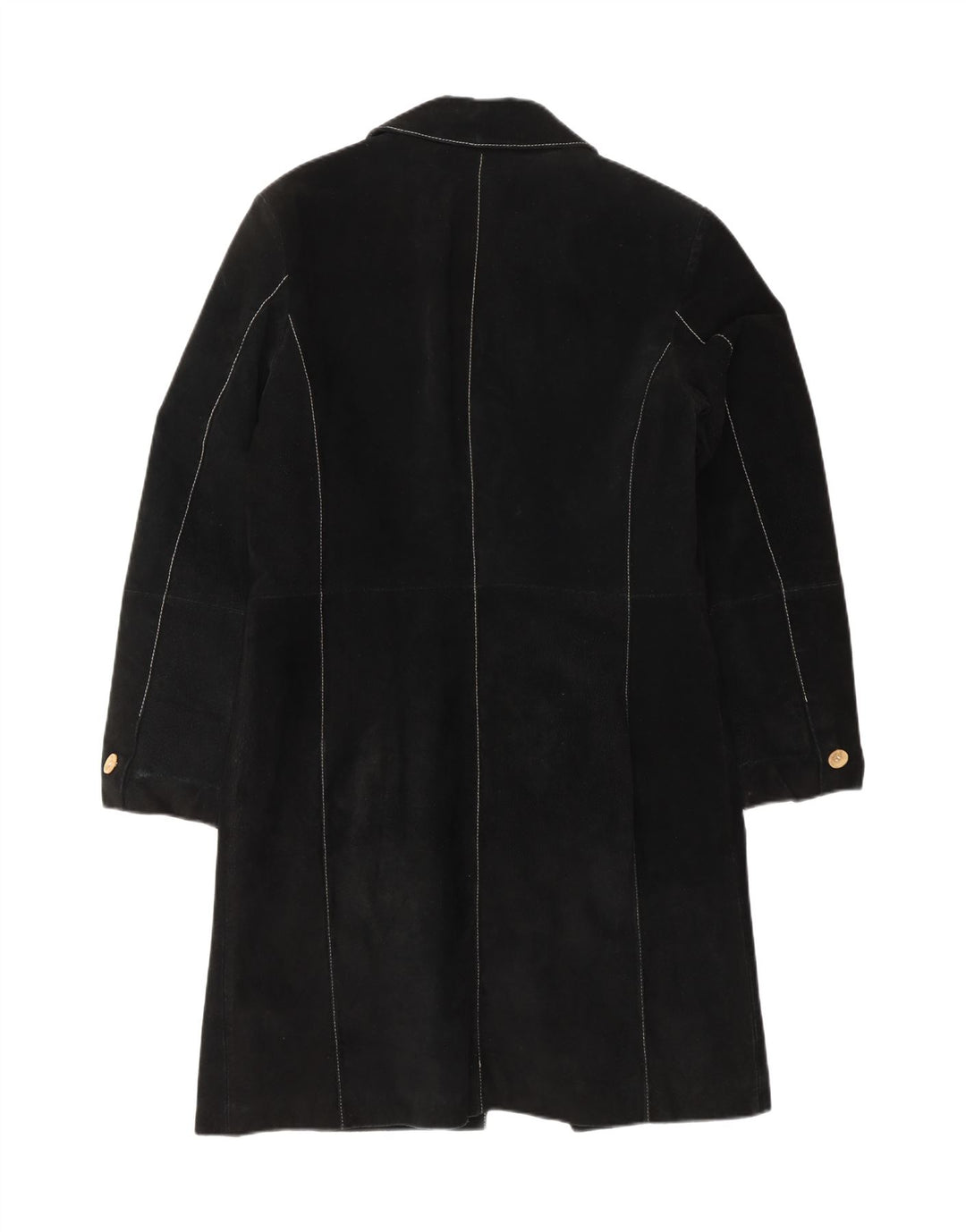 VINTAGE Γυναικείο Suede Πανωφόρι UK 12 Medium Black Leather