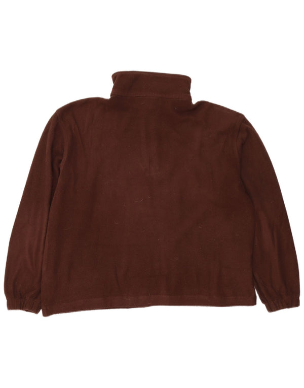 ELLESSE γυναικείο φλις άλμα με φερμουάρ μεγάλου μεγέθους UK 12 μεσαίο καφέ