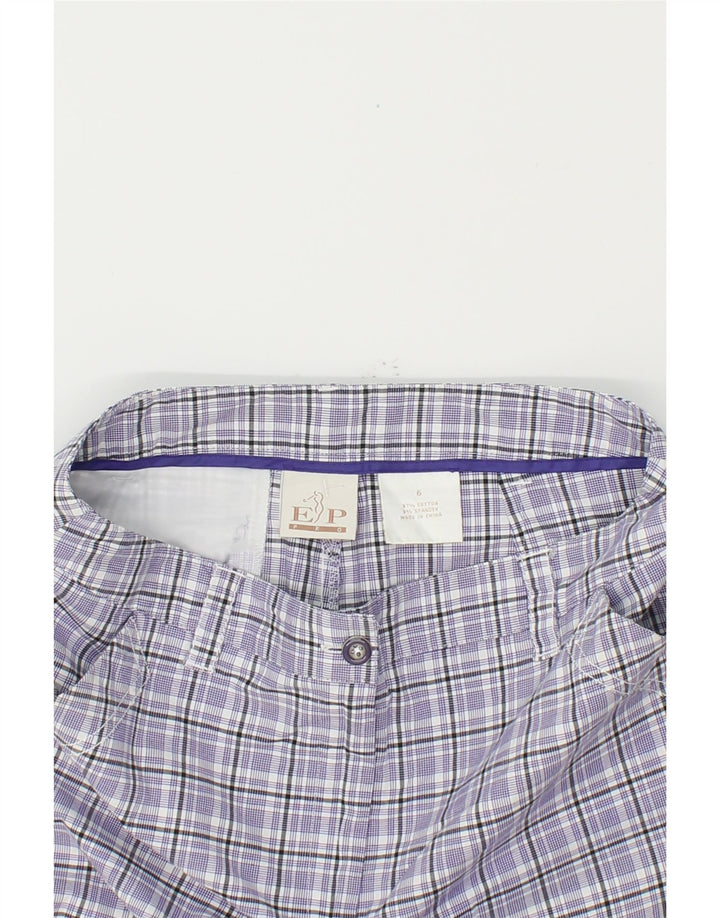VINTAGE Womens Chino Shorts US 6 Medium W28 Blue Check Cotton Vintage Vintage and Second-Hand Vintage from Messina Hembry 