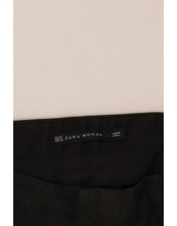 Zara Γυναικείο κομμένο παντελόνι με καρφίτσες Medium W28 L26 Grey Check