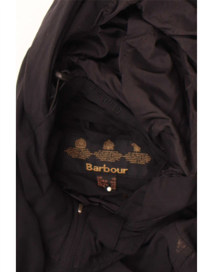 Barbour Γυναικείο μπουφάν βροχής με κουκούλα UK 14 μεγάλο μαύρο βαμβακερό