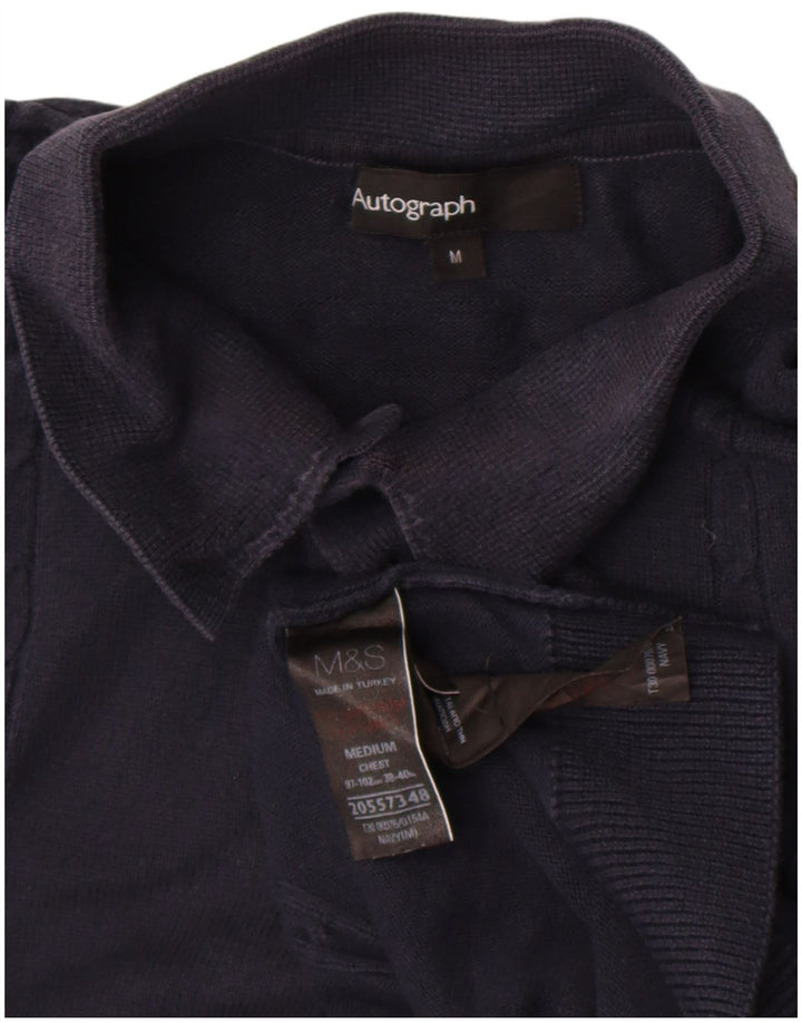 Marks & Spencer Ανδρικό πουλόβερ με αυτόγραφο Polo Neck Jumper Medium Navy Blue
